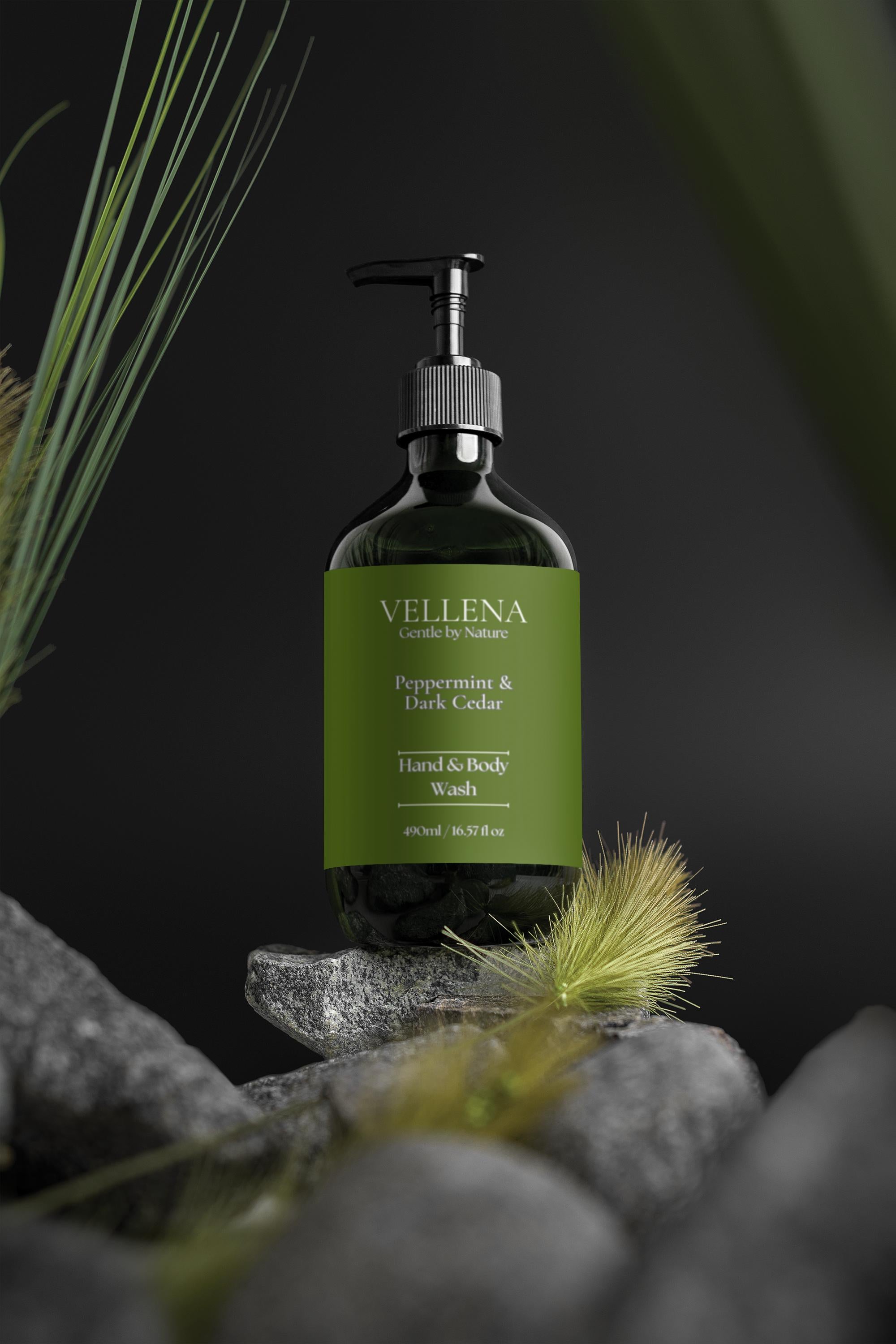 Hand & Body Wash, Peppermint & Dark Cedar